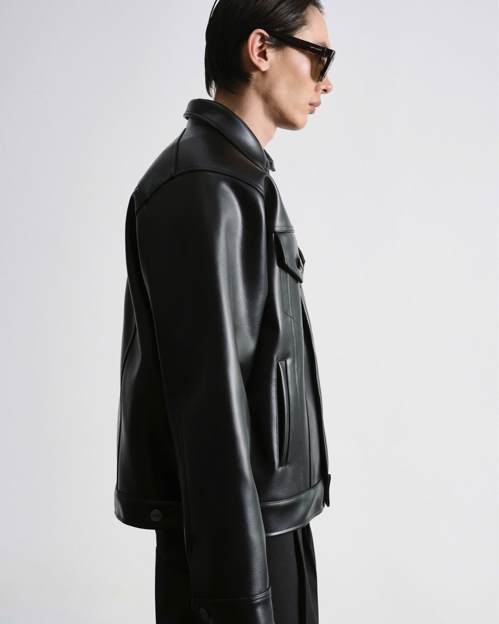  MAVERIK® SECOND SKIN LEATHER TRUCKER JACKET ( OBSIDIAN BLACK ) 