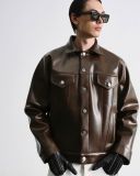  MAVERIK® SECOND SKIN LEATHER TRUCKER JACKET ( SMOKED COCOA ) 