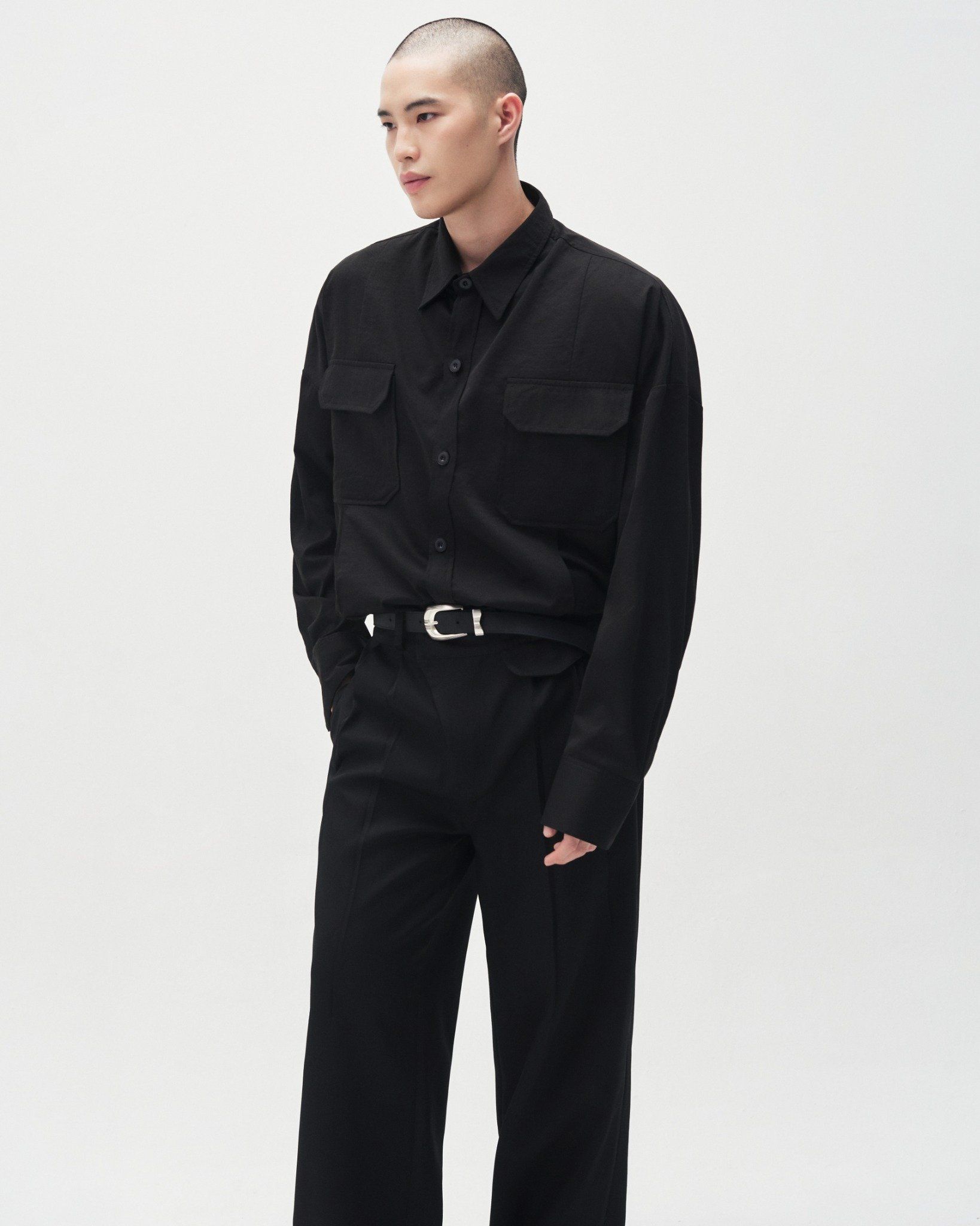  MAVERIK® OVERSIZED PLEATED SHIRT ( BLACK ) 