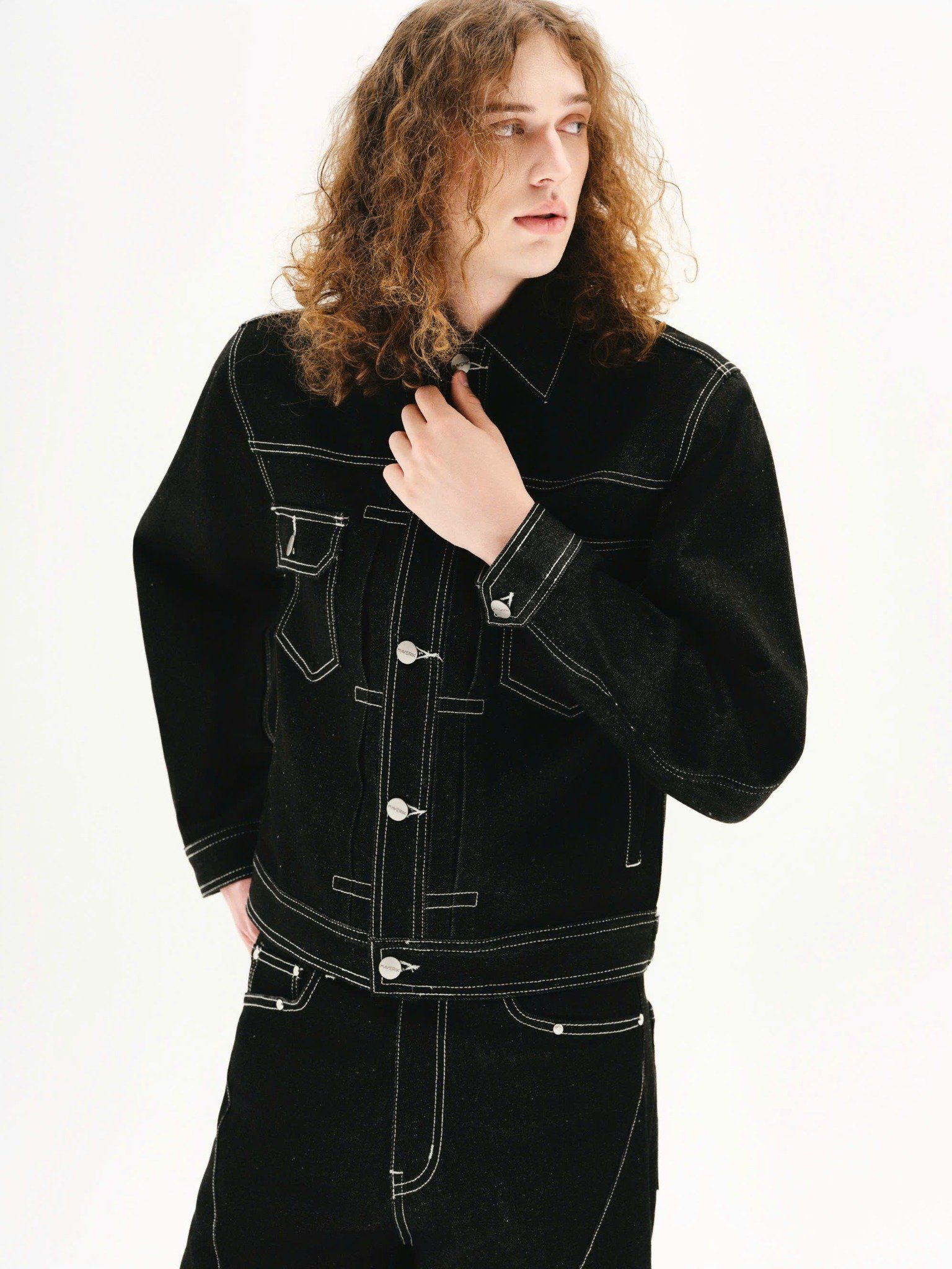  MAVERIK®  TRUCKER RAW DENIM JACKET ( BLACK ) 