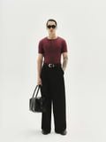  MAVERIK® BUTTON RIB SLIM FIT T-SHIRT ( BURGUNDY ) 