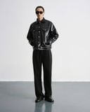  MAVERIK® SECOND SKIN LEATHER TRUCKER JACKET ( OBSIDIAN BLACK ) 