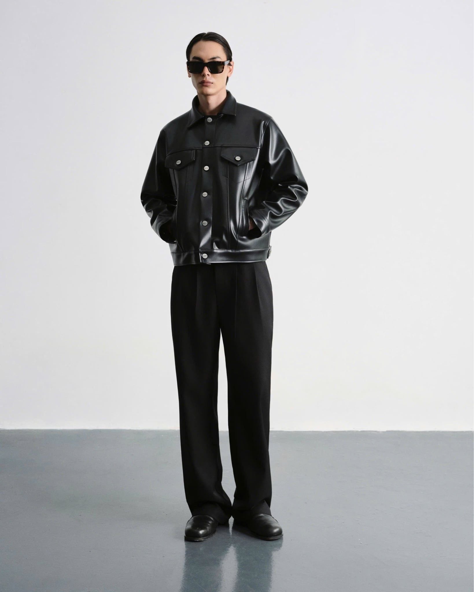  MAVERIK® SECOND SKIN LEATHER TRUCKER JACKET ( OBSIDIAN BLACK ) 