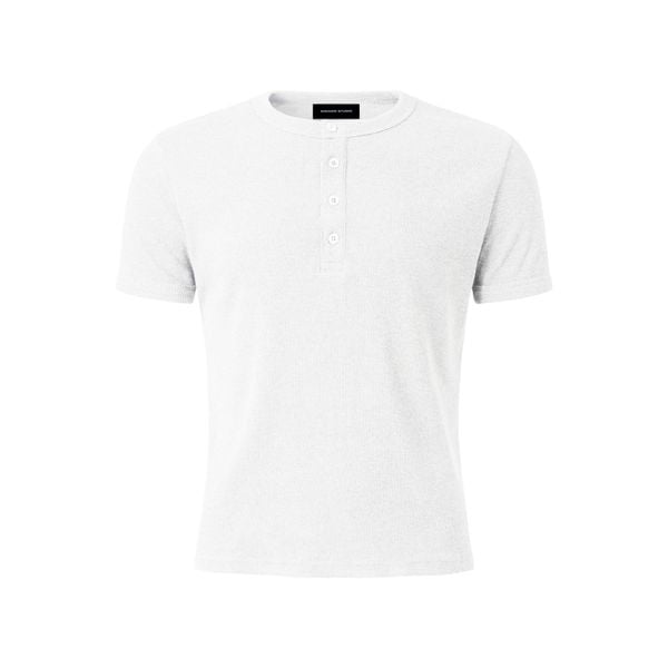  MAVERIK® BUTTON RIB SLIM FIT T-SHIRT ( WHITE ) 