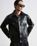  MAVERIK® SECOND SKIN LEATHER TRUCKER JACKET ( OBSIDIAN BLACK ) 