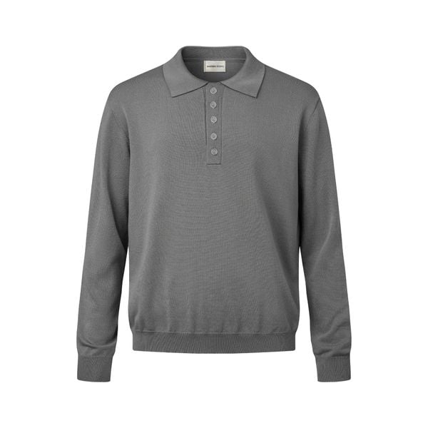  MAVERIK® LONG SLEEVE KNIT POLO ( GREY ) 