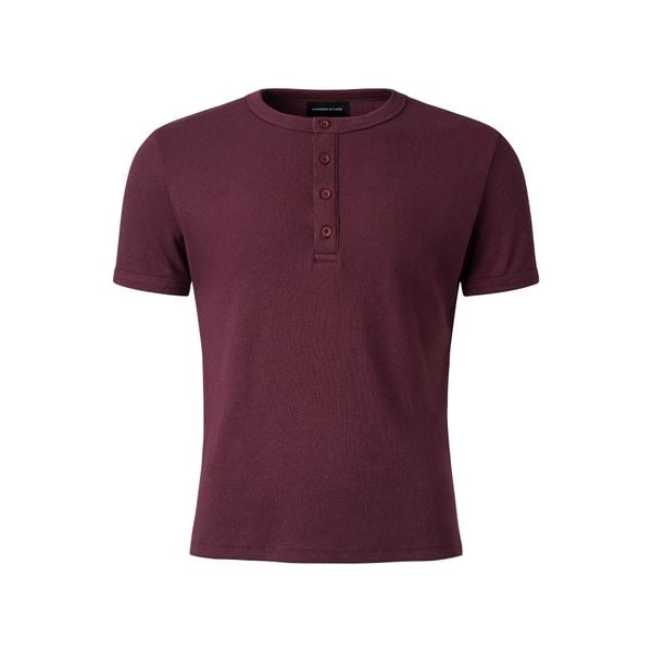  MAVERIK® BUTTON RIB SLIM FIT T-SHIRT ( BURGUNDY ) 