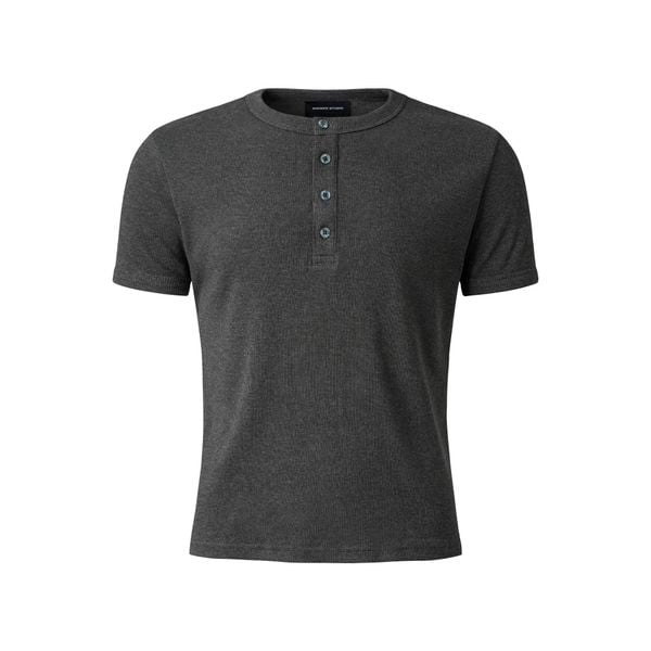  MAVERIK® BUTTON RIB SLIM FIT T-SHIRT ( DARK GREY ) 