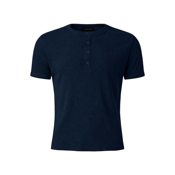  MAVERIK® BUTTON RIB SLIM FIT T-SHIRT ( NAVY ) 