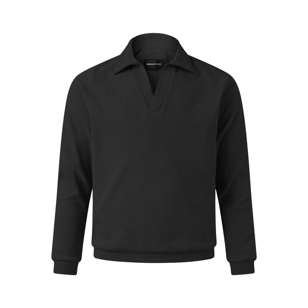  MAVERIK® RIB LONG SLEEVE POLO SHIRT ( BLACK ) 