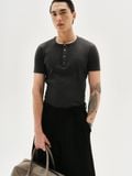  MAVERIK® BUTTON RIB SLIM FIT T-SHIRT ( GREY ) 