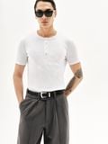  MAVERIK® BUTTON RIB SLIM FIT T-SHIRT ( WHITE ) 