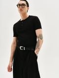  MAVERIK® BUTTON RIB SLIM FIT T-SHIRT ( BLACK ) 