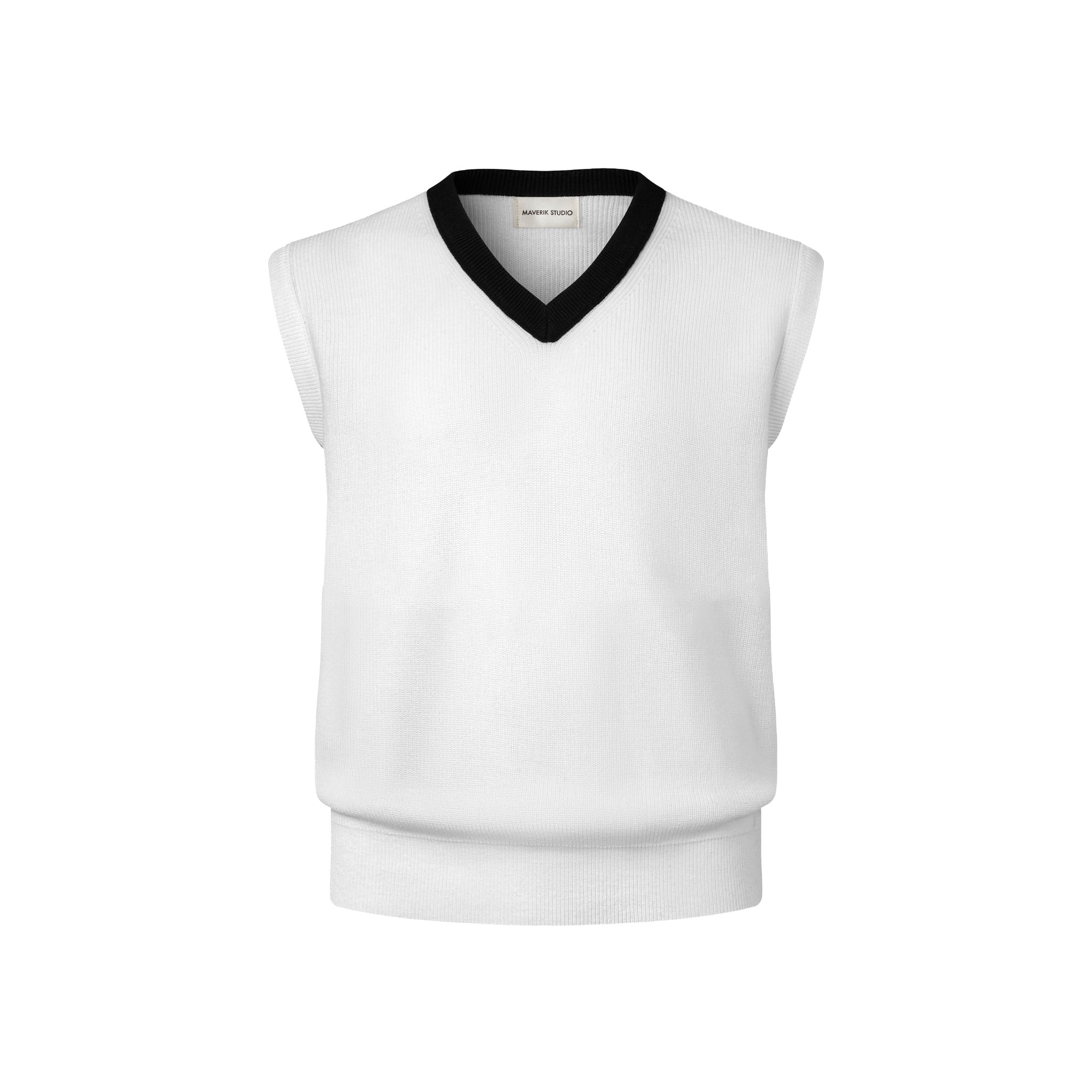 Maverik Studio MAVERIK® V-NECK KNIT VEST ( WHITE )