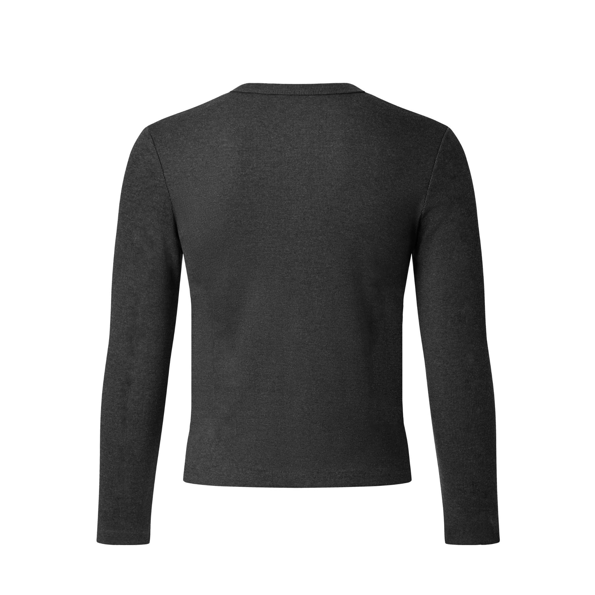  MAVERIK® BUTTON RIB SLIM FIT LONGSLEEVE T-SHIRT ( DARK GREY ) 