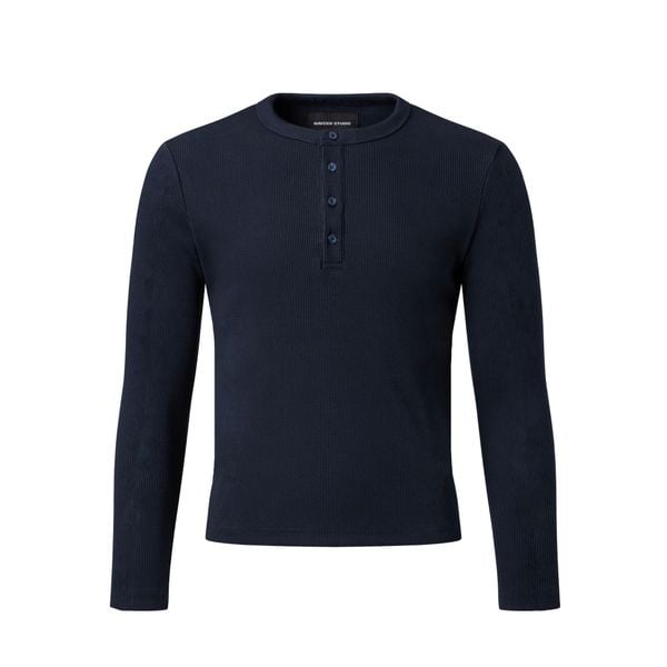  MAVERIK® BUTTON RIB SLIM FIT LONGSLEEVE T-SHIRT ( NAVY ) 
