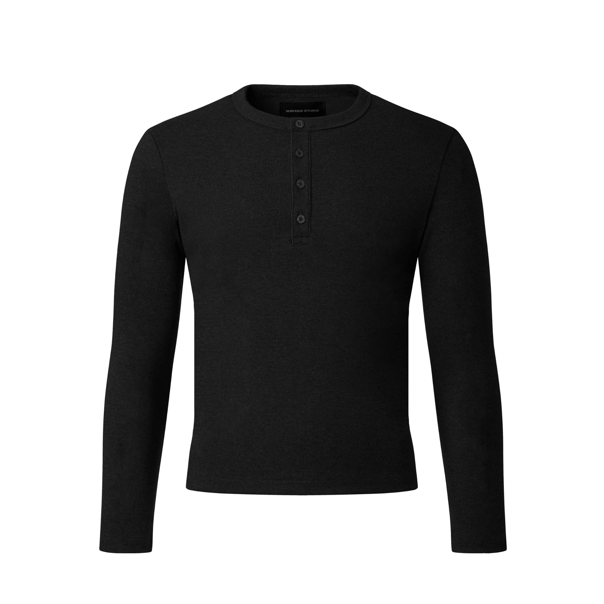 Maverik Studio MAVERIK® BUTTON RIB SLIM FIT LONGSLEEVE T-SHIRT