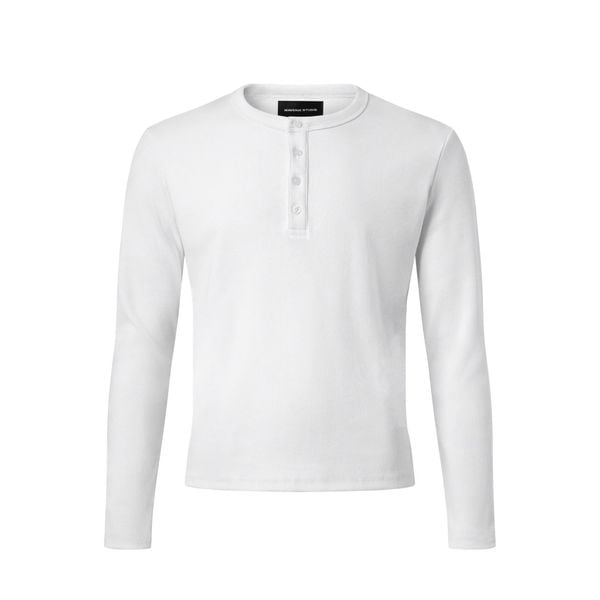  MAVERIK® BUTTON RIB SLIM FIT LONGSLEEVE T-SHIRT ( WHITE ) 