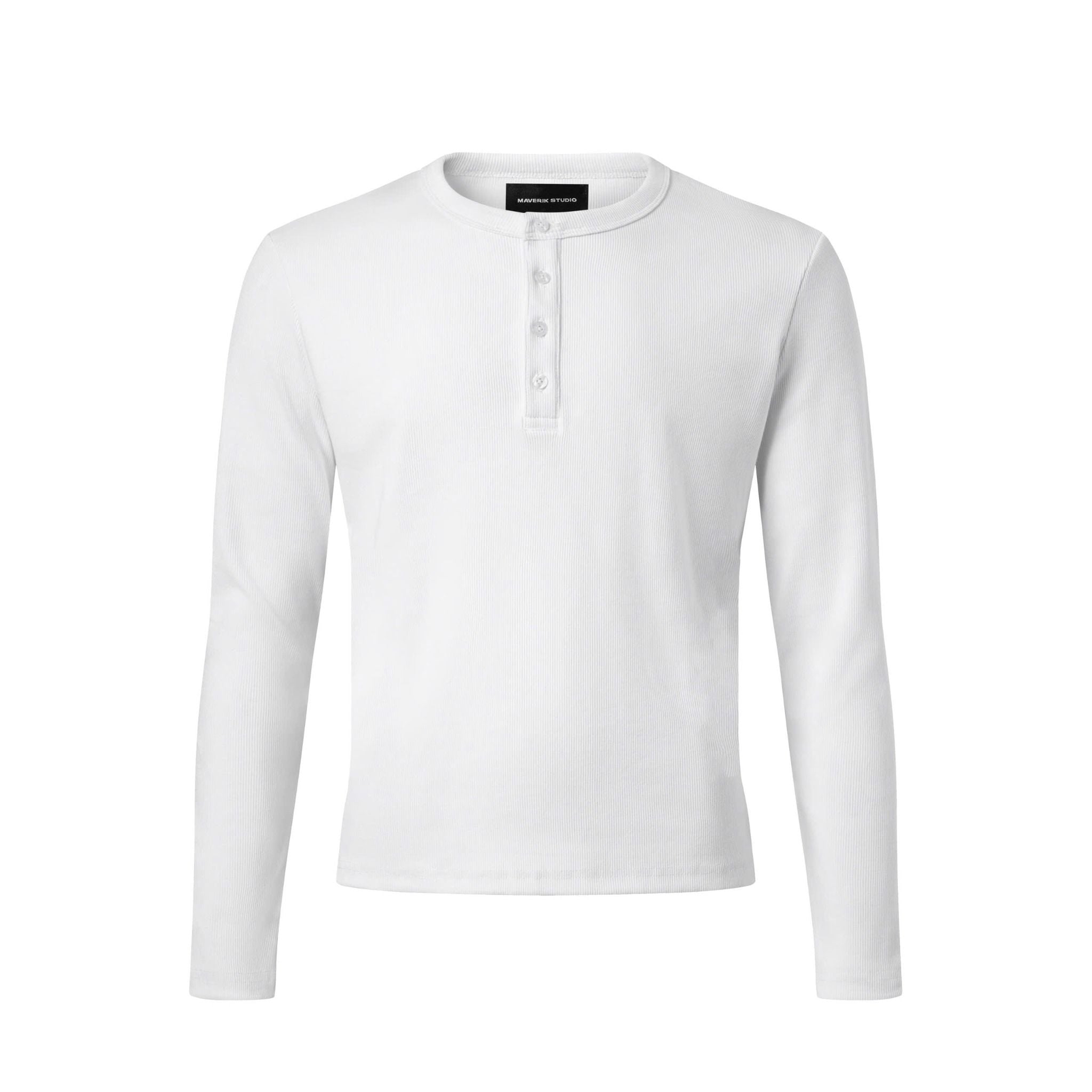  MAVERIK® BUTTON RIB SLIM FIT LONGSLEEVE T-SHIRT ( WHITE ) 