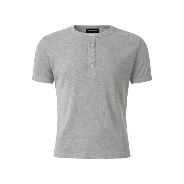  MAVERIK® BUTTON RIB SLIM FIT T-SHIRT (  GREY ) 