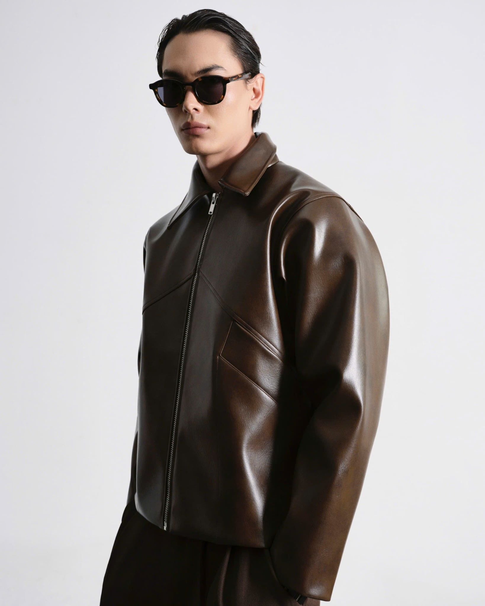  MAVERIK® SECOND SKIN LEATHER ZIP JACKET ( SMOKED COCOA ) 