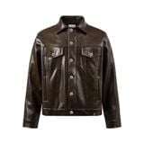  MAVERIK® SECOND SKIN LEATHER TRUCKER JACKET ( SMOKED COCOA ) 