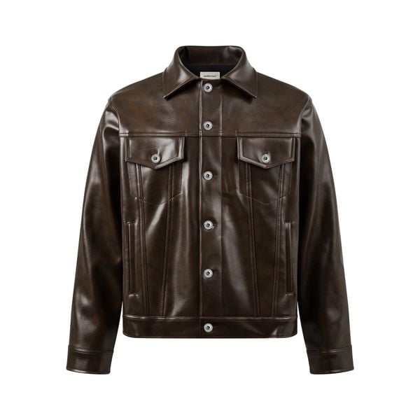  MAVERIK® SECOND SKIN LEATHER TRUCKER JACKET ( SMOKED COCOA ) 
