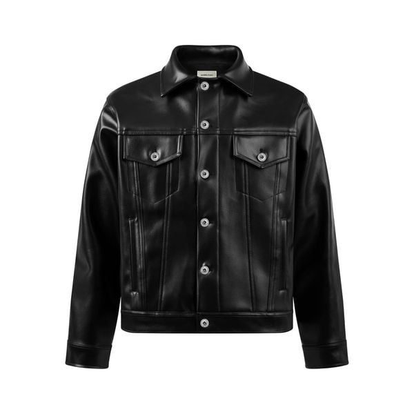  MAVERIK® SECOND SKIN LEATHER TRUCKER JACKET ( OBSIDIAN BLACK ) 