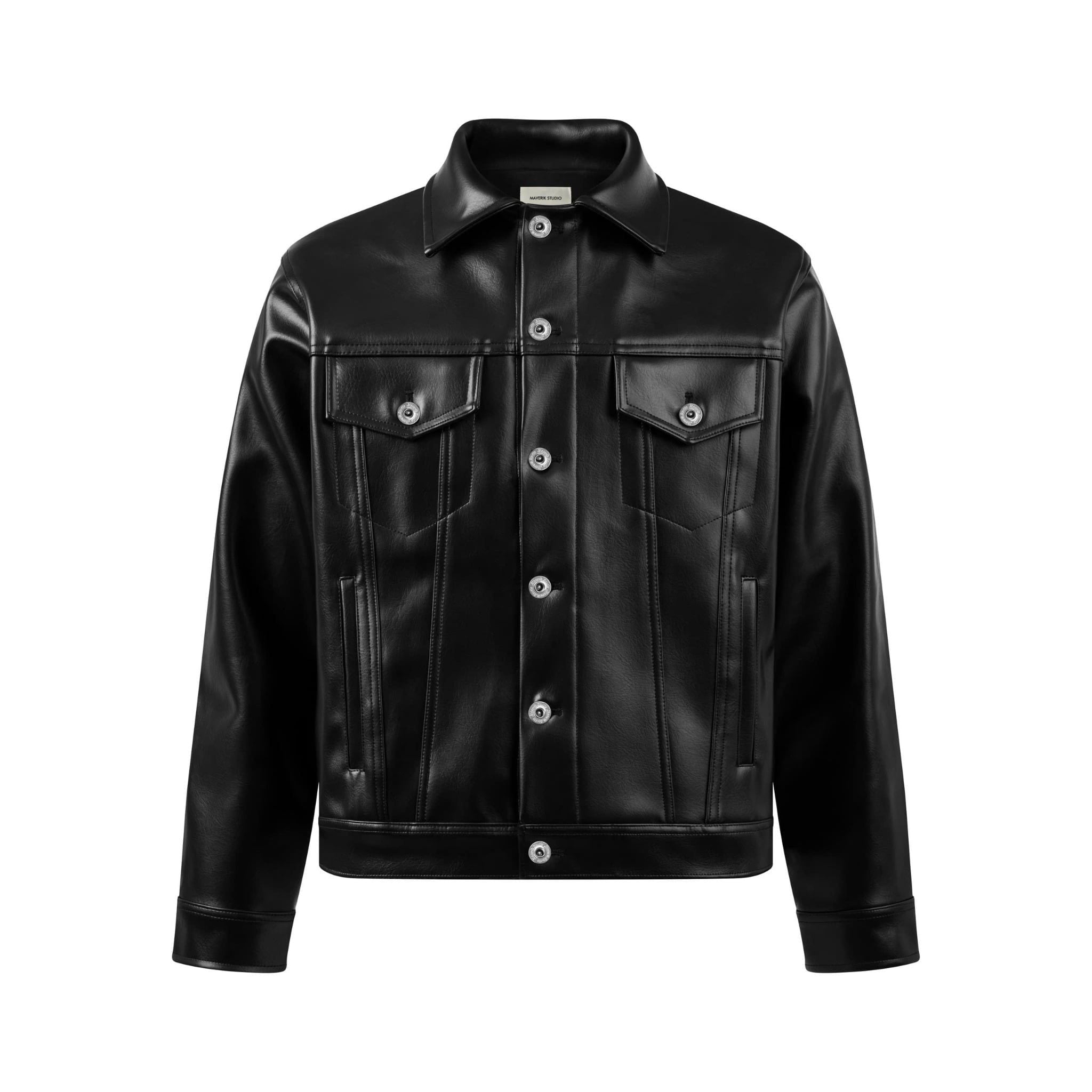  MAVERIK® SECOND SKIN LEATHER TRUCKER JACKET ( OBSIDIAN BLACK ) 