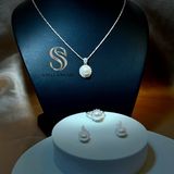  Mặt dây chuyền bạc S925 tia sáng gắn ngọc trai 9 ly- Stella Pearl C52121 