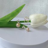  Bông tai Ngọc trai đan vòng 7.5 ly bạc S925 màu vàng hồng 