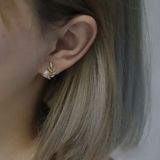  Bông tai bạc lá nguyệt quế ngọc trai 8 ly mạ vàng 