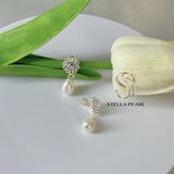  Bông tai Ngọc trai giọt thả 8 ly bạc - Stella Pearl E52204 