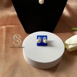  Bông tai bạc hoạ tiết cong hình ngọn lửa đính ngọc trai ~7.5 ly và đá trắng nhuyễn 