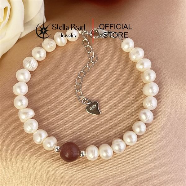  Vòng Tay Ngọc Trai Phối Đá Thạch Anh Dâu Đỏ – Dịu Dàng, Nữ Tính, Năng Lượng Tích Cực 