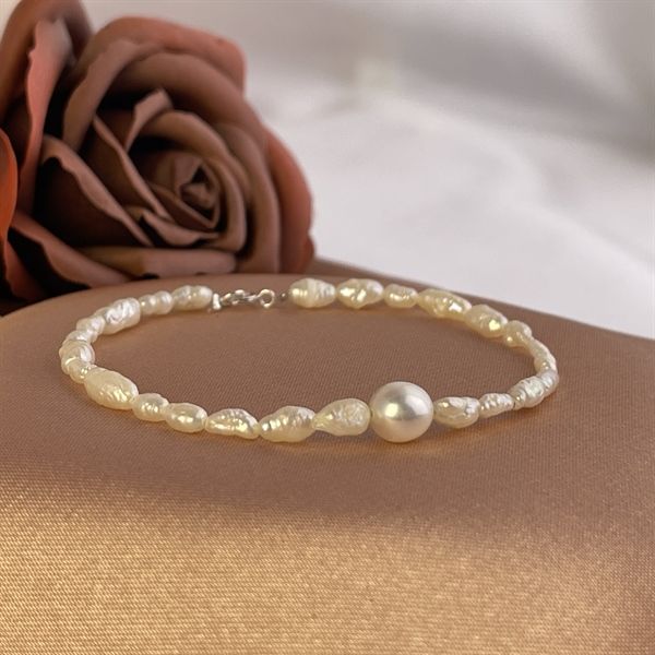  Vòng tay ngọc trai gạo dị phối viên tròn 7mm – Dài 17cm | Thiết kế tinh tế, độc đáo – Stella Pearl 