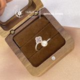  Nhẫn bạc ngọc trai bạc S925 mặt cỏ 4 lá phối ngọc trai 6mm - Stella Pearl R56308 
