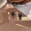 Bông tai nụ ngọc trai chốt đẩy bạc S925 7-8mm màu ĐEN ánh tím sang trọng - Stella Pearl E56304
