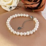  Vòng tay ngọc trai 6-6.5mm phối bi hợp kim - Stella Pearl B56002 