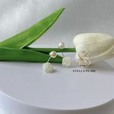  Bông tai Ngọc trai nụ kiểu hoa hồng ngọc 7.5 ly chốt bạc - Stella Pearl E52203 