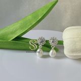  Bông tai Ngọc trai giọt thả 8 ly bạc - Stella Pearl E52204 