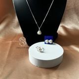  Bông tai bạc S925 hình hoa 3 cánh tròn đính ngọc trai thật 7-8mm màu trắng ánh hồng - Stella Pearl E52108 