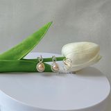  Bông tai Ngọc trai đan vòng 7.5 ly bạc S925 màu vàng hồng 