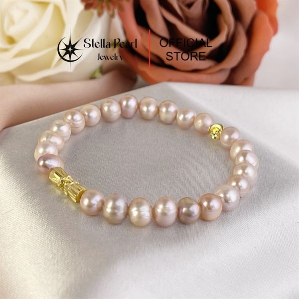  Vòng Tay Ngọc Trai Màu Hồng Tím Khóa Hợp Kim – Thanh Lịch, Dễ Đeo - Stella Pearl B55018 -2 