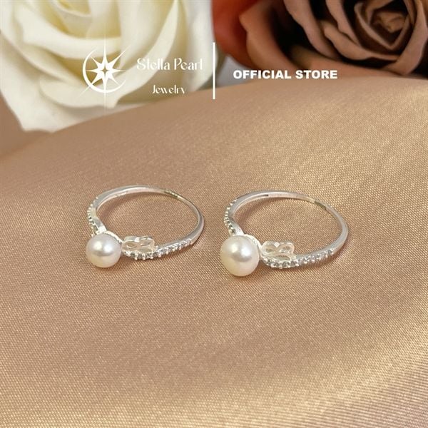  Nhẫn ngọc trai nước ngọt 5–6mm thiết kế đính nơ – khung bạc S925 kín, thanh lịch và tinh tế R57504 