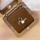  Nhẫn bạc ngọc trai bạc S925 mặt cỏ 4 lá phối ngọc trai 6mm - Stella Pearl R56308 