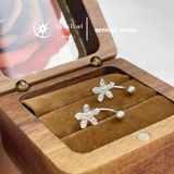  Bông tai móc kiểu khung bạc hoa 5 cánh kiểu dáng cá tính - Stella Pearl E58308 