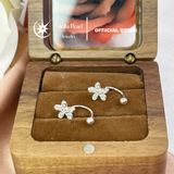  Bông tai móc kiểu khung bạc hoa 5 cánh kiểu dáng cá tính - Stella Pearl E58308 