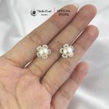  Bông Tai Bạc S925 Đính Ngọc Trai Trắng 7.5mm Hình Hoa 5 Cánh – Stella Pearl E254101 