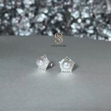  Bông tai bạc S925 hoa tuyết 5 cánh đính ngọc trai nước ngọt 7-8 ly - Stella Pearl E52105 